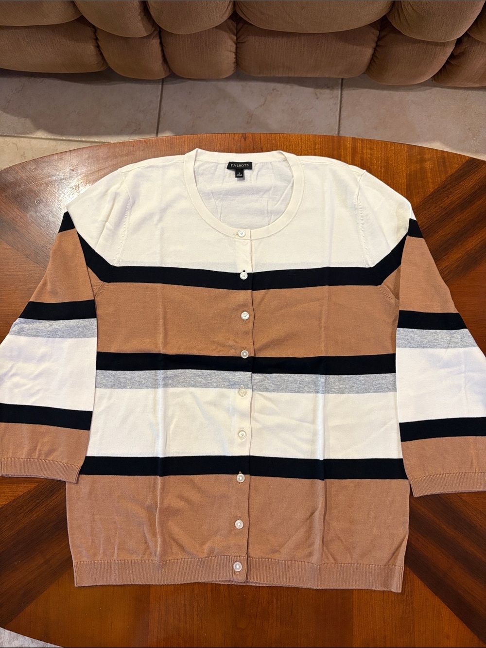 Talbots Women’s Charming Colorblock Striped Cardigan